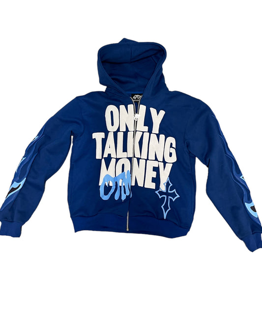 OnlyTalkingMoney V3 Blue & White Flame Jacket