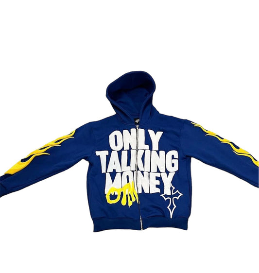 OnlyTalkingMoney V3 Blue & Yellow Flame Jacket